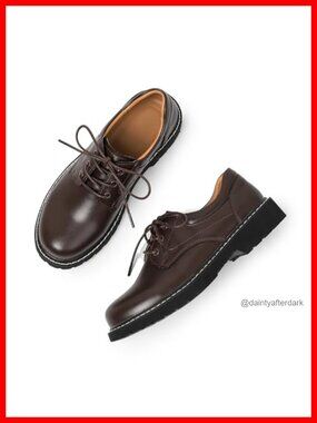 Ruiatoo Women's Platform Oxfords PU Leather Lace Up Work Business Shoes